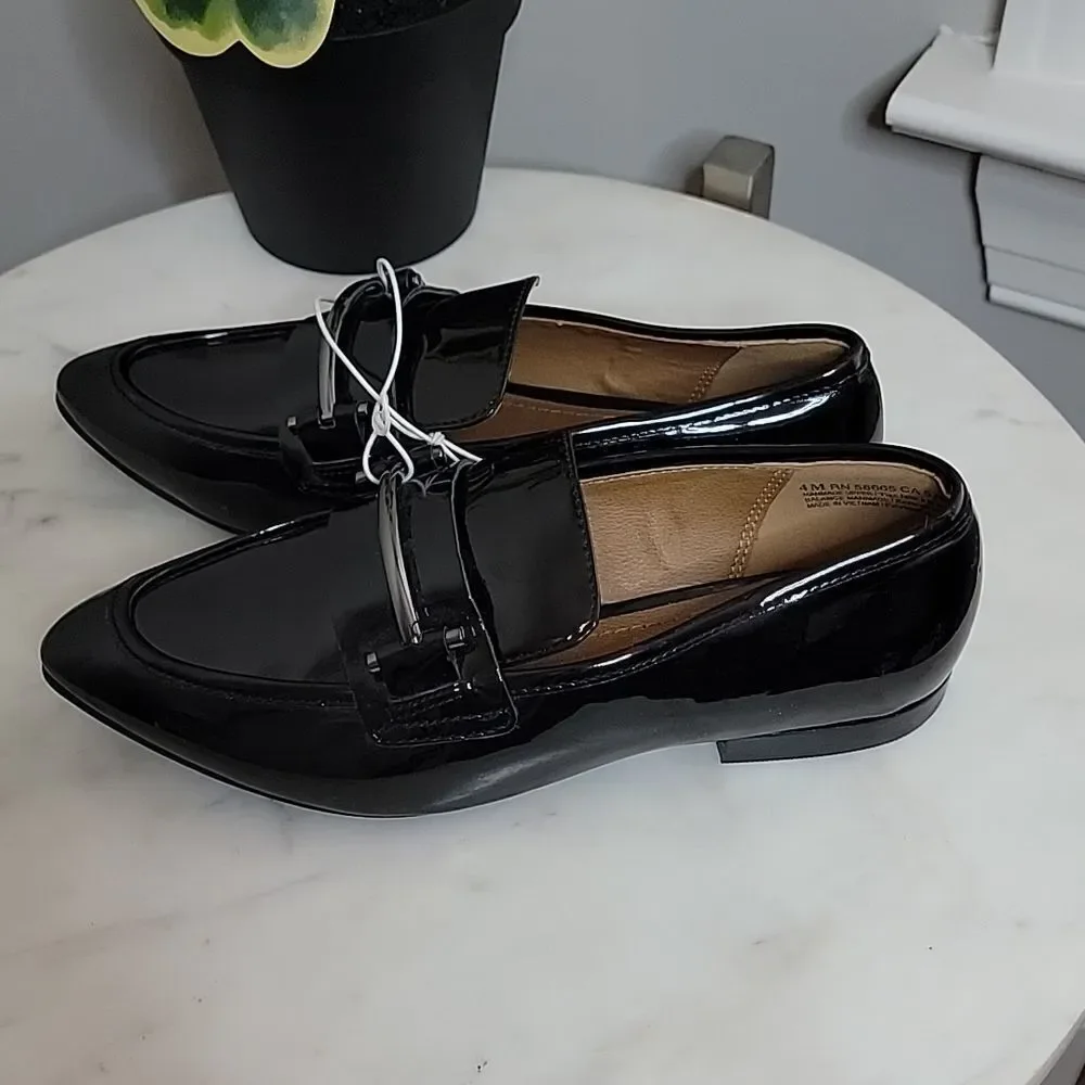 NWOT 14th and Union black patent slip on shoes